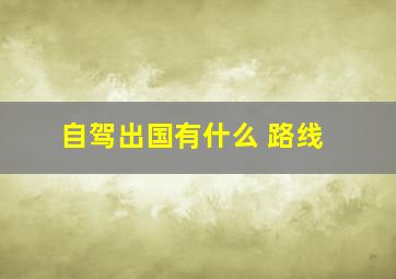 自驾出国有什么 路线